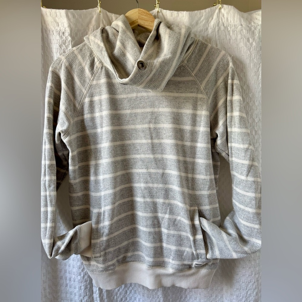 Shawl Neck Garage Striped Sweatshirt, Sz. L